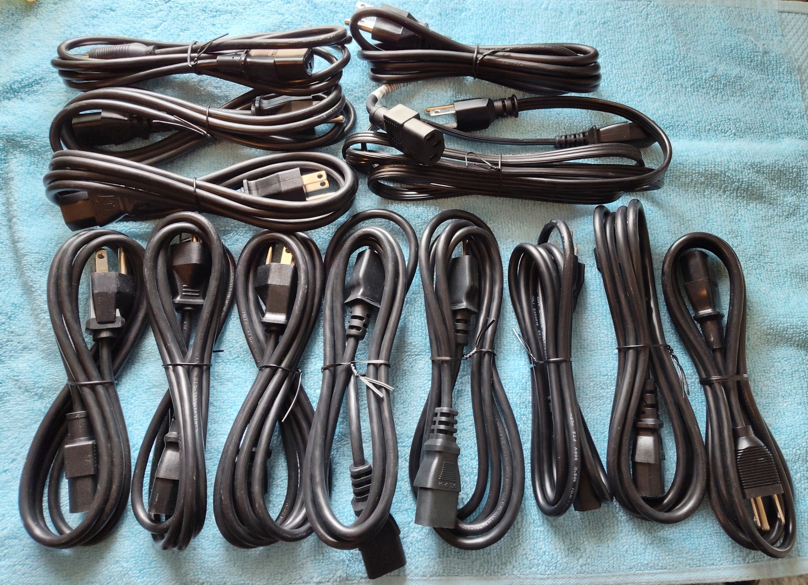 Lot of 13 New Black Standard PC/Monitor/Computer Power Cable Cords 6' 4'