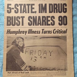 New York Daily News 14 January 1978 5-State Drug Bust, Hubert Humphrey Illness