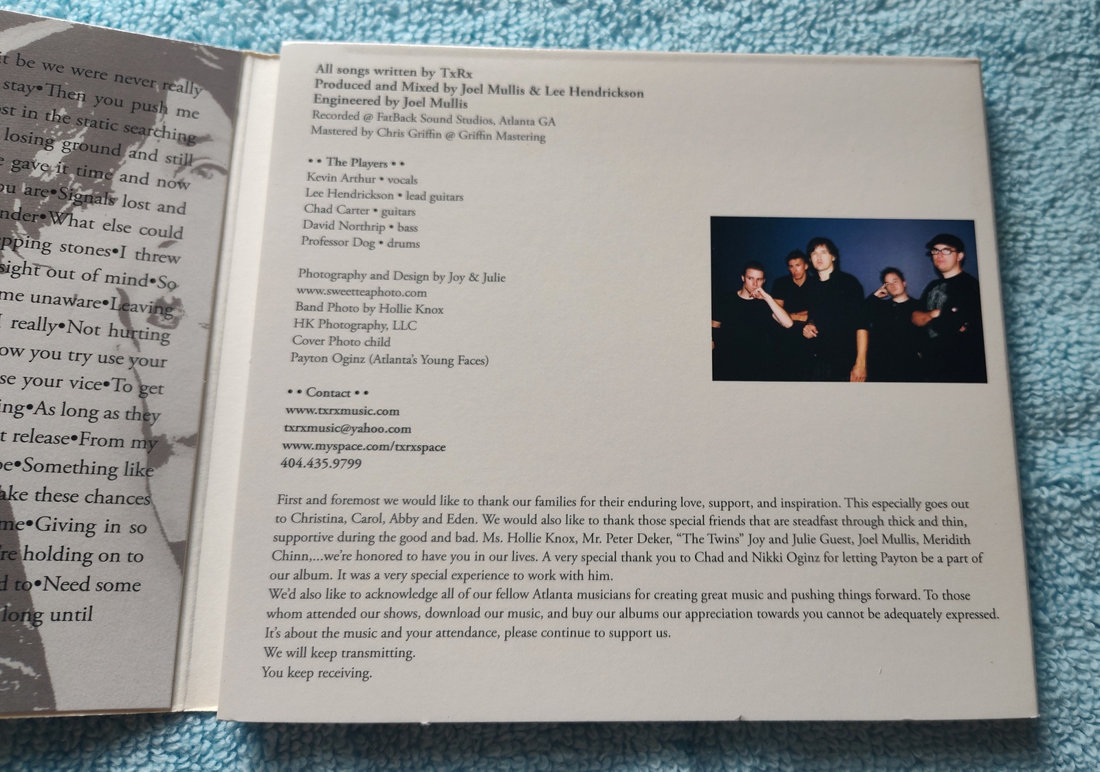 TxRx Lost In The Static Alternative Pop Rock Indie Music CD 2008 BMI - Image 4