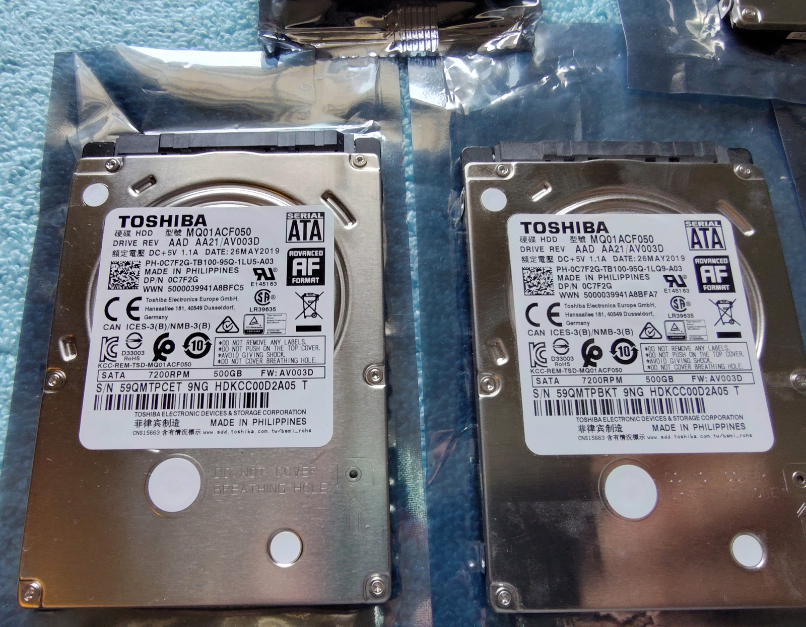 Lot of 5 500GB Notebook Laptop 2.5" SATA Hard Disk Drives Toshiba MQ01ACF050 - Image 2