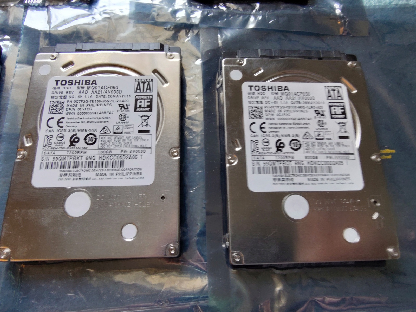 Lot of 5 500GB Notebook Laptop 2.5" SATA Hard Disk Drives Toshiba MQ01ACF050 - Image 4