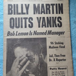 New York Daily News 25 July 1978 Billy Martin Quits NY Yankees Patty Hearst +++