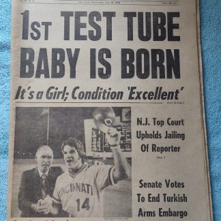 New York Daily News 26 July 1978 1st Test Tube Baby Born Pete Rose 38 Game Hits