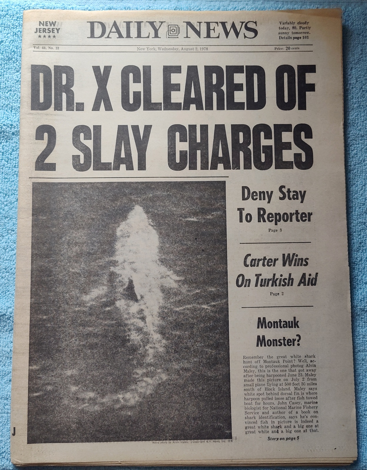 New York Daily News 2 August 1978 Dr. X Cleared Reggie Jackson Christina Onassis