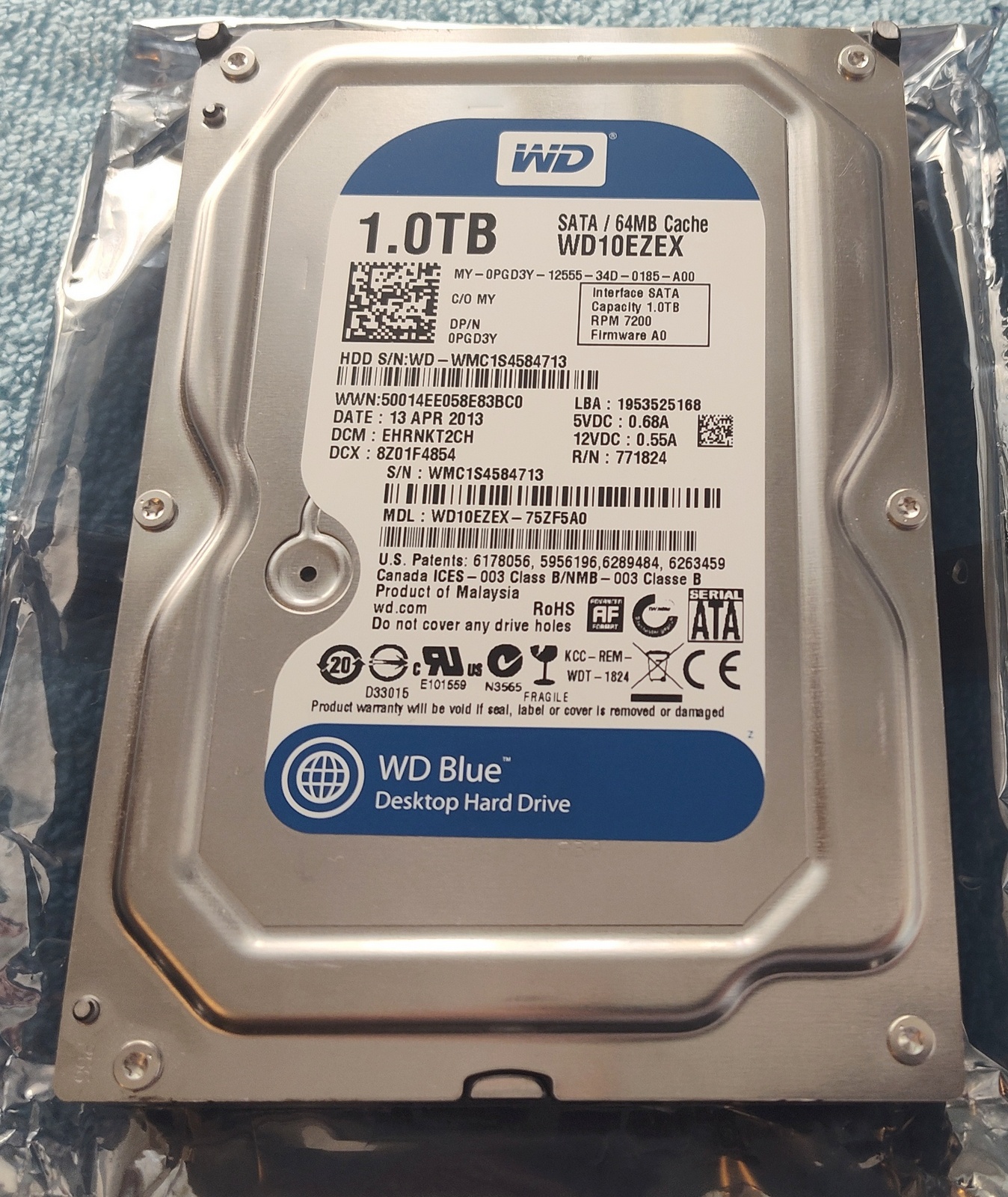 Western Digital WD10EZEX-75ZF5A0 1000GB 1TB 3.5" Desktop Hard Disk Drive WD Blue