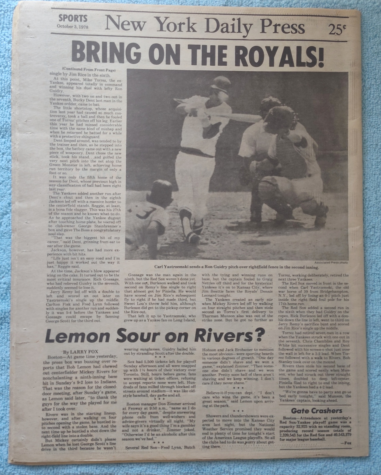 New York Daily Press 3 October 1978 Strike Newspaper Yankees Beat Boston Red Sox - Image 2