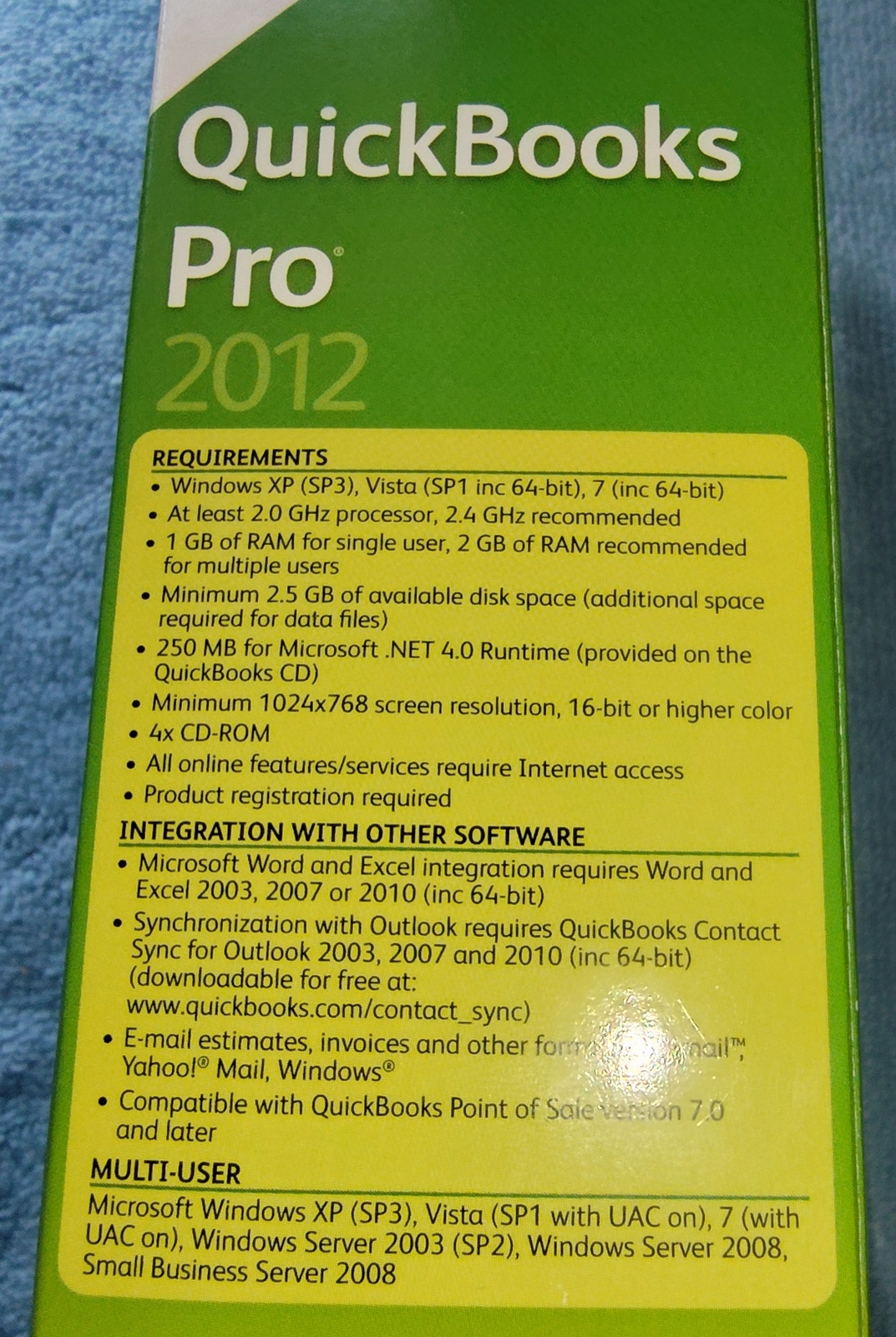 Intuit Quickbooks Pro 2012 Desktop Accounting Original Box, Disc, License No. - Image 7