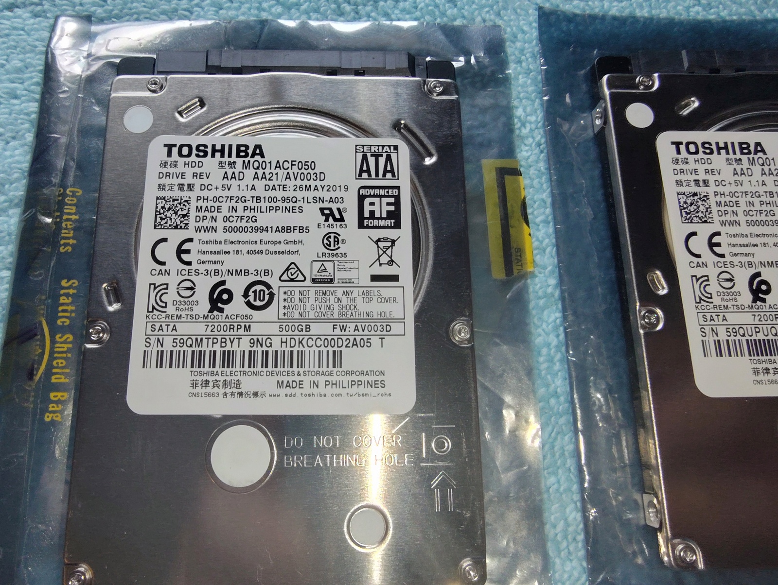 Lot of 4 500GB Notebook Laptop 2.5" SATA Hard Disk Drives Toshiba MQ01ACF050 - Image 2