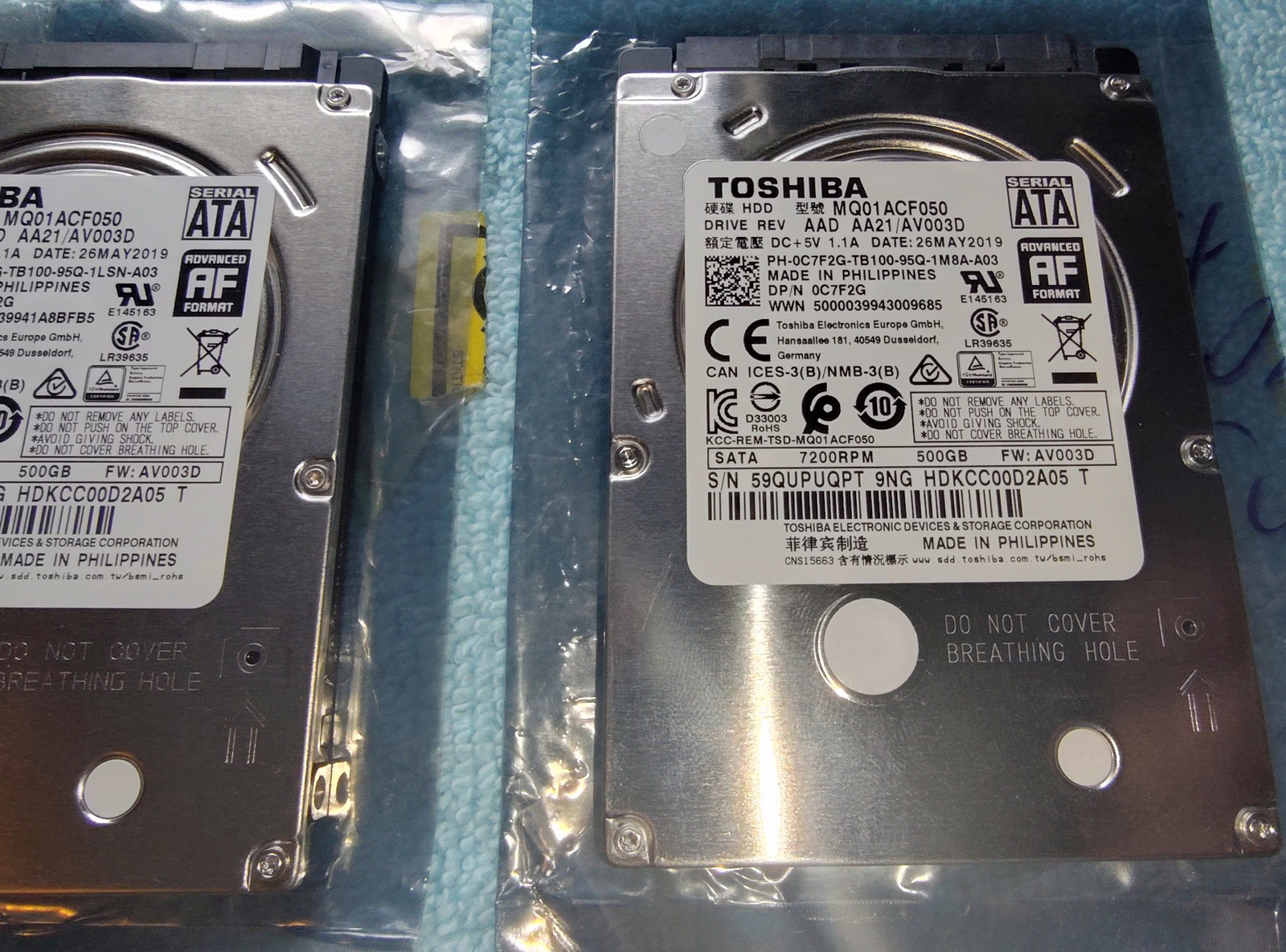 Lot of 4 500GB Notebook Laptop 2.5" SATA Hard Disk Drives Toshiba MQ01ACF050 - Image 3