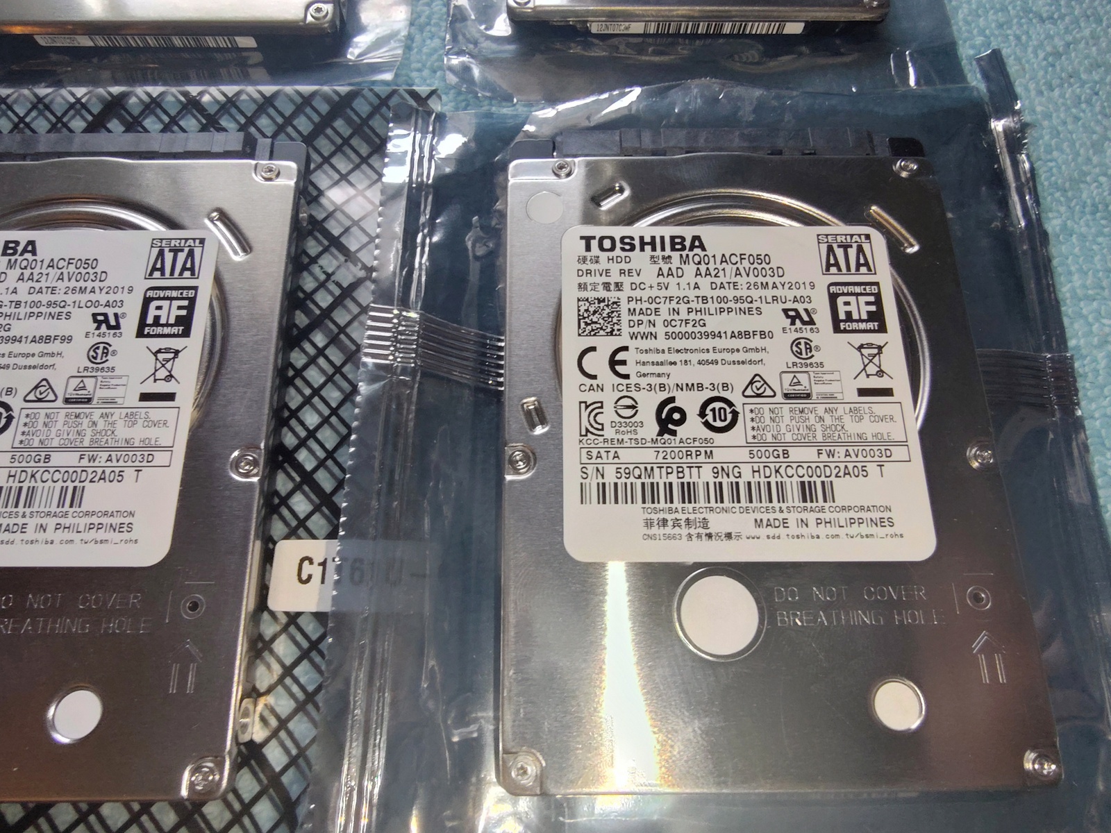 Lot of 4 500GB Notebook Laptop 2.5" SATA Hard Disk Drives Toshiba MQ01ACF050 - Image 4