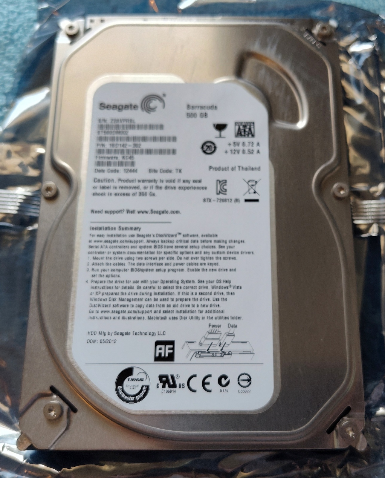 Seagate Barracuda ST500DM002 500GB 19.5mm 3.5" Desktop SATA Hard Disk Drive 2012 - Image 3