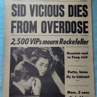 New York Daily News 3 February 1979 Sid Vicious Dies Overdose Rockefeller Funeral