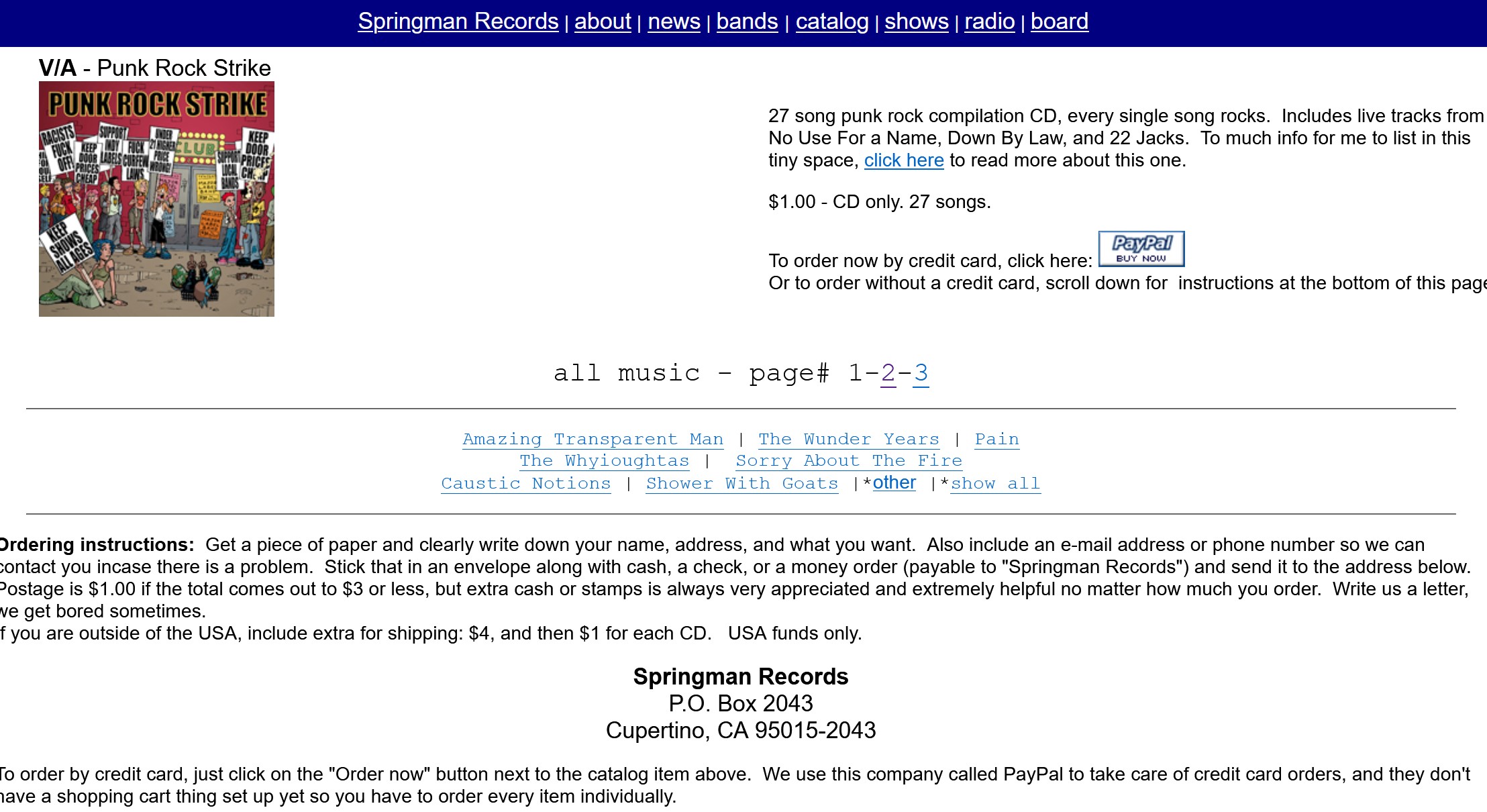 Punk Rock Strike Independent Indie Music Audio CD 2000 Springman Records - Image 5