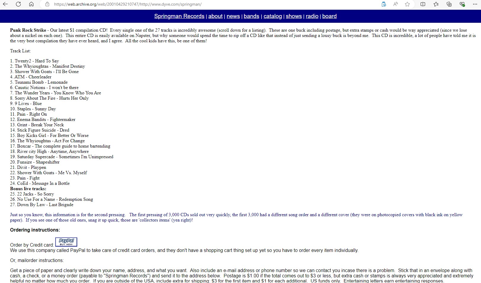 Punk Rock Strike Independent Indie Music Audio CD 2000 Springman Records - Image 6