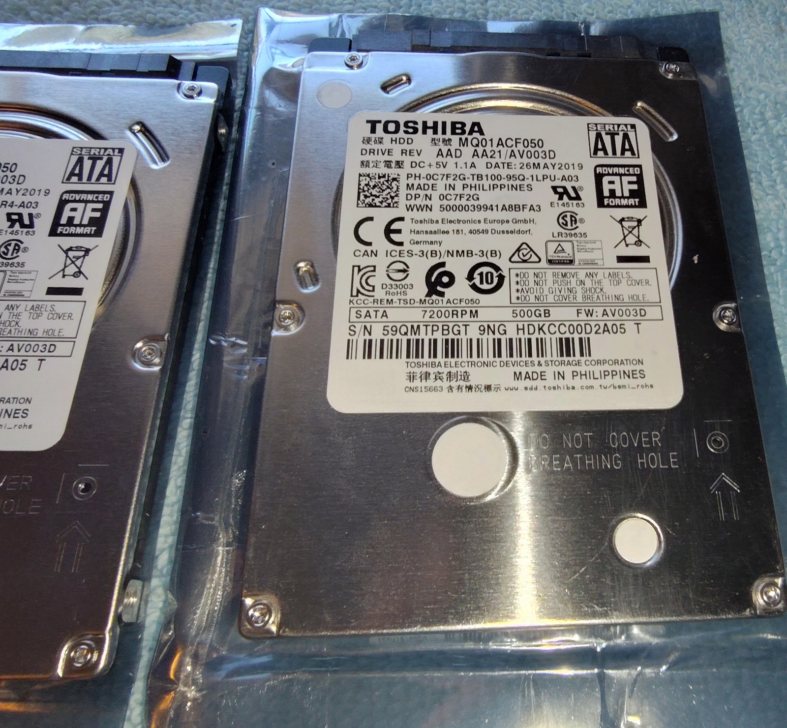 Lot of 4 500GB Notebook Laptop 2.5" SATA Hard Disk Drives Toshiba MQ01ACF050 - Image 3