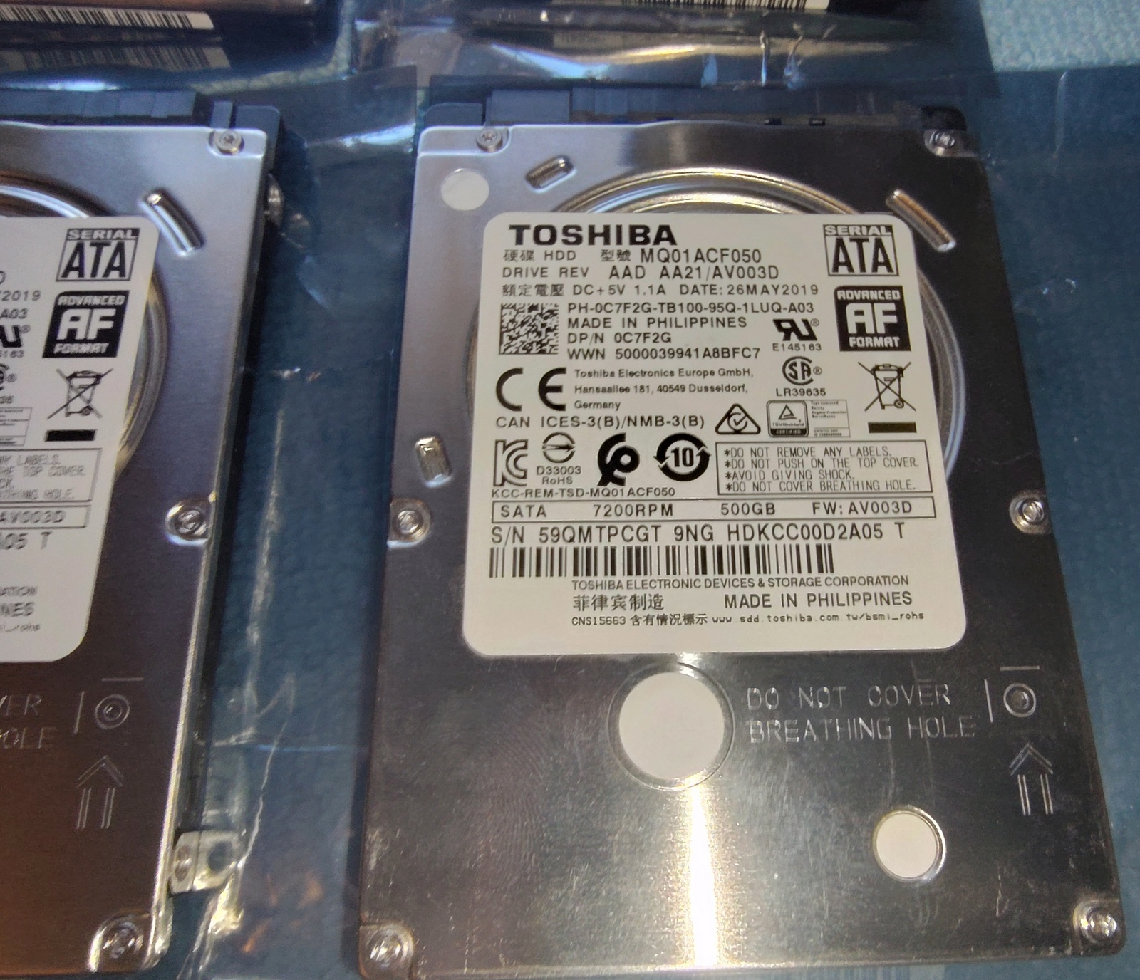 Lot of 4 500GB Notebook Laptop 2.5" SATA Hard Disk Drives Toshiba MQ01ACF050 - Image 4