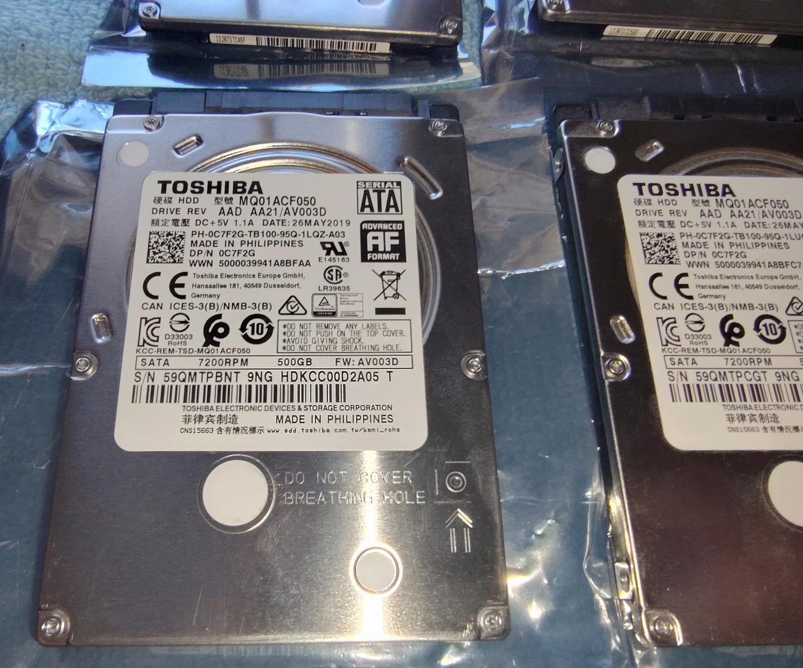 Lot of 4 500GB Notebook Laptop 2.5" SATA Hard Disk Drives Toshiba MQ01ACF050 - Image 5