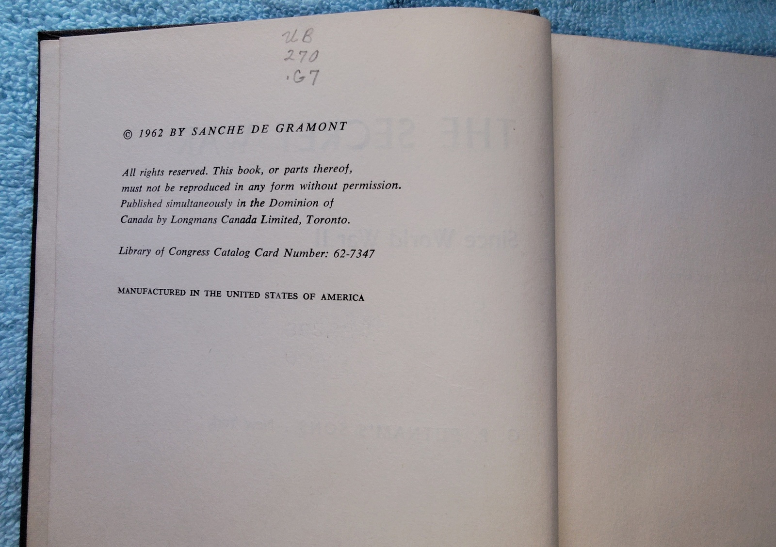 The Secret War International Espionage by Sanche de Gramont Hardcover Book 1962 - Image 10