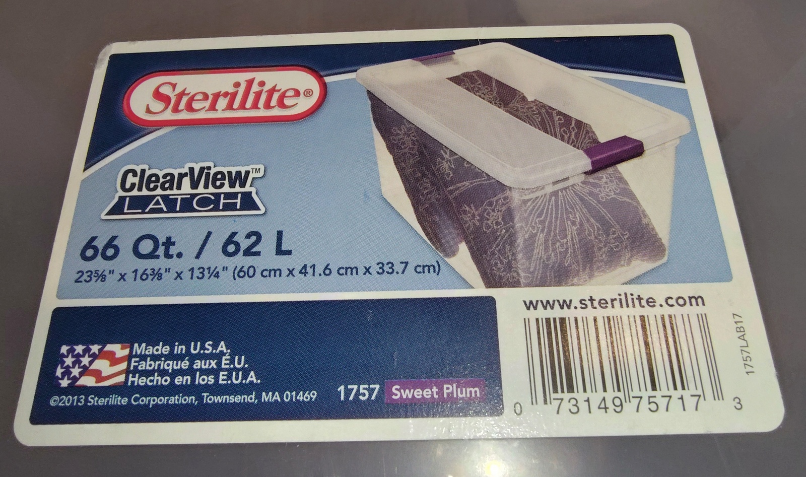 Sterilite Sweet Plum ClearView Latch 62L Plastic Clipping Handles Closers 1753-L - Image 6