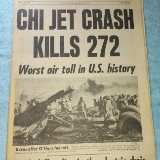 New York Daily News 26 May 1979 American Airlines Flight 191 Crash Chicago DC-10