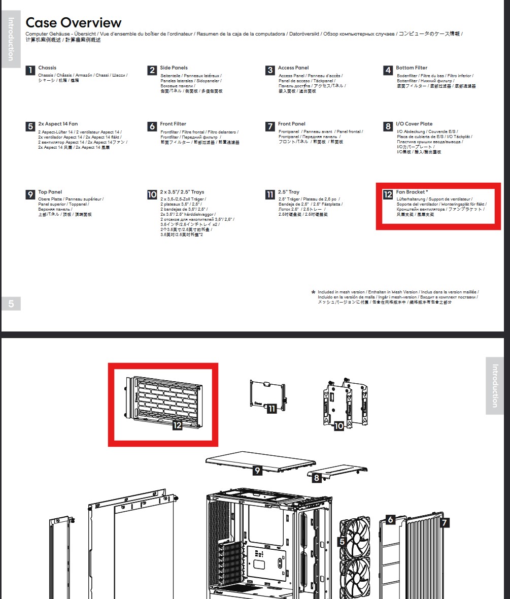 Grey Gray Steel Side Cooling Fan Mount Bracket for Fractal Design North PC Case - Image 12