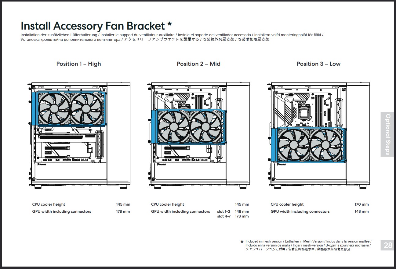 Grey Gray Steel Side Cooling Fan Mount Bracket for Fractal Design North PC Case - Image 13