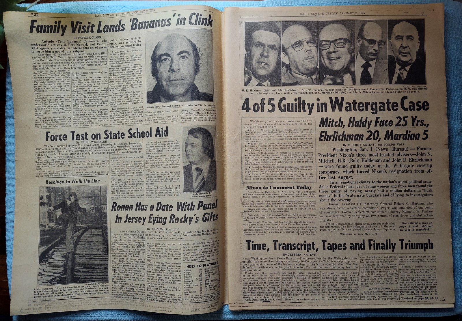 New York Daily News Jersey 2 January 1975 Mitchell Haldeman Watergate Guilty - Image 3