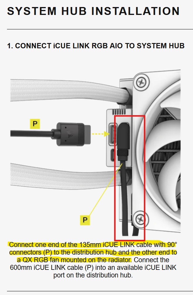 Black 90-Degree 135mm Corsair iCUE Cable for Link H100i RGB LED Cooler / Fans - Image 7
