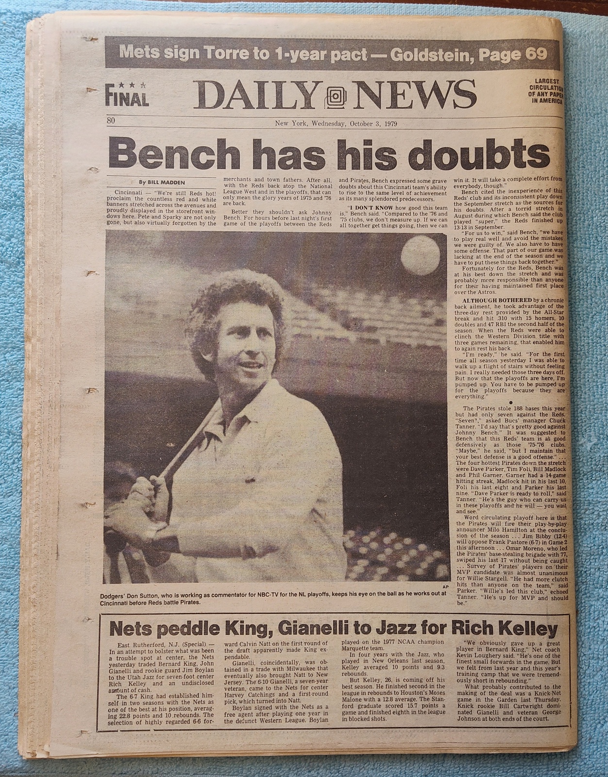 New York Daily News 3 October 1979 Pope John Paul II Visits NYC, Don Sutton ++ - Image 2