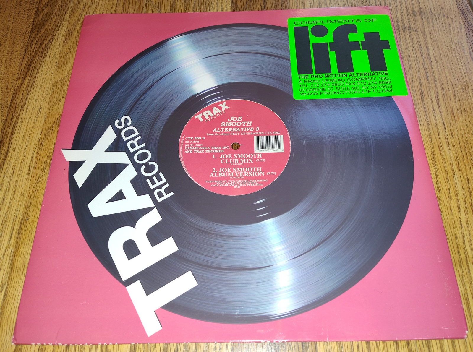 Joe Smooth Alternative 3 Vinyl Record 12" 33RPM Trax Promo 2004 Electronic