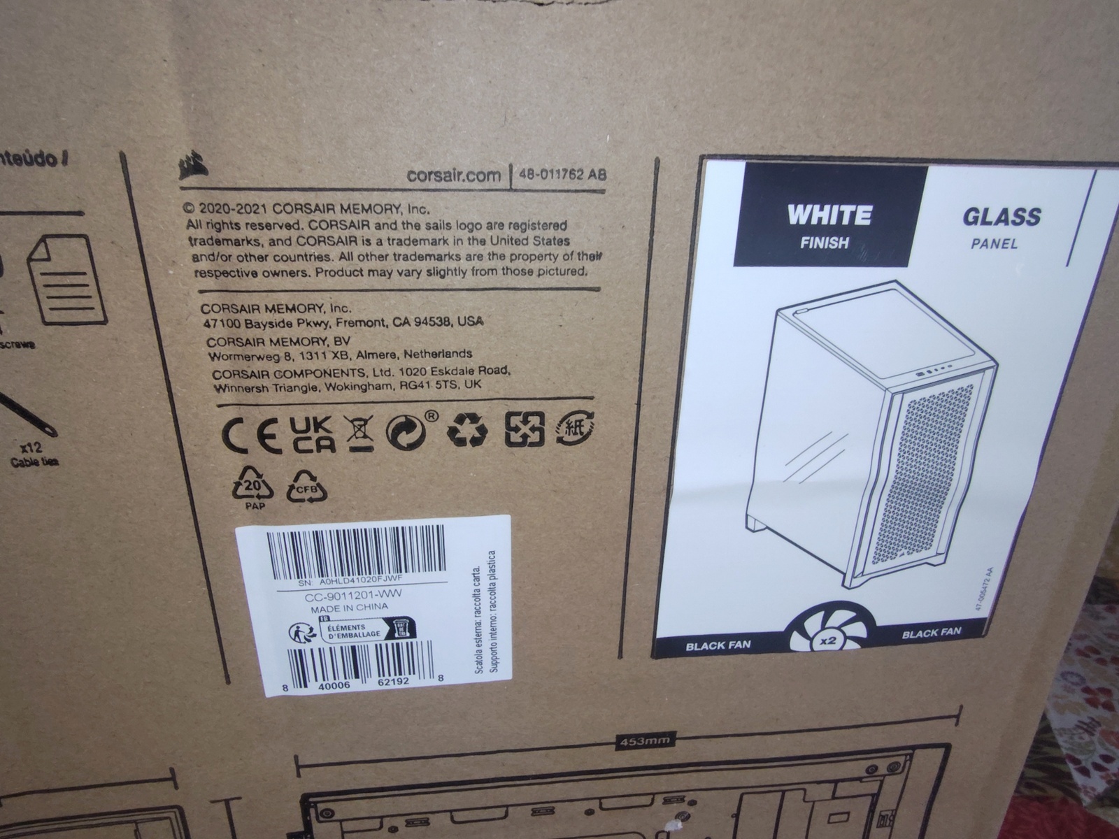 Original Shipping Box, Bag, Packing Foam for Black Corsair 4000D Airflow PC Case - Image 14