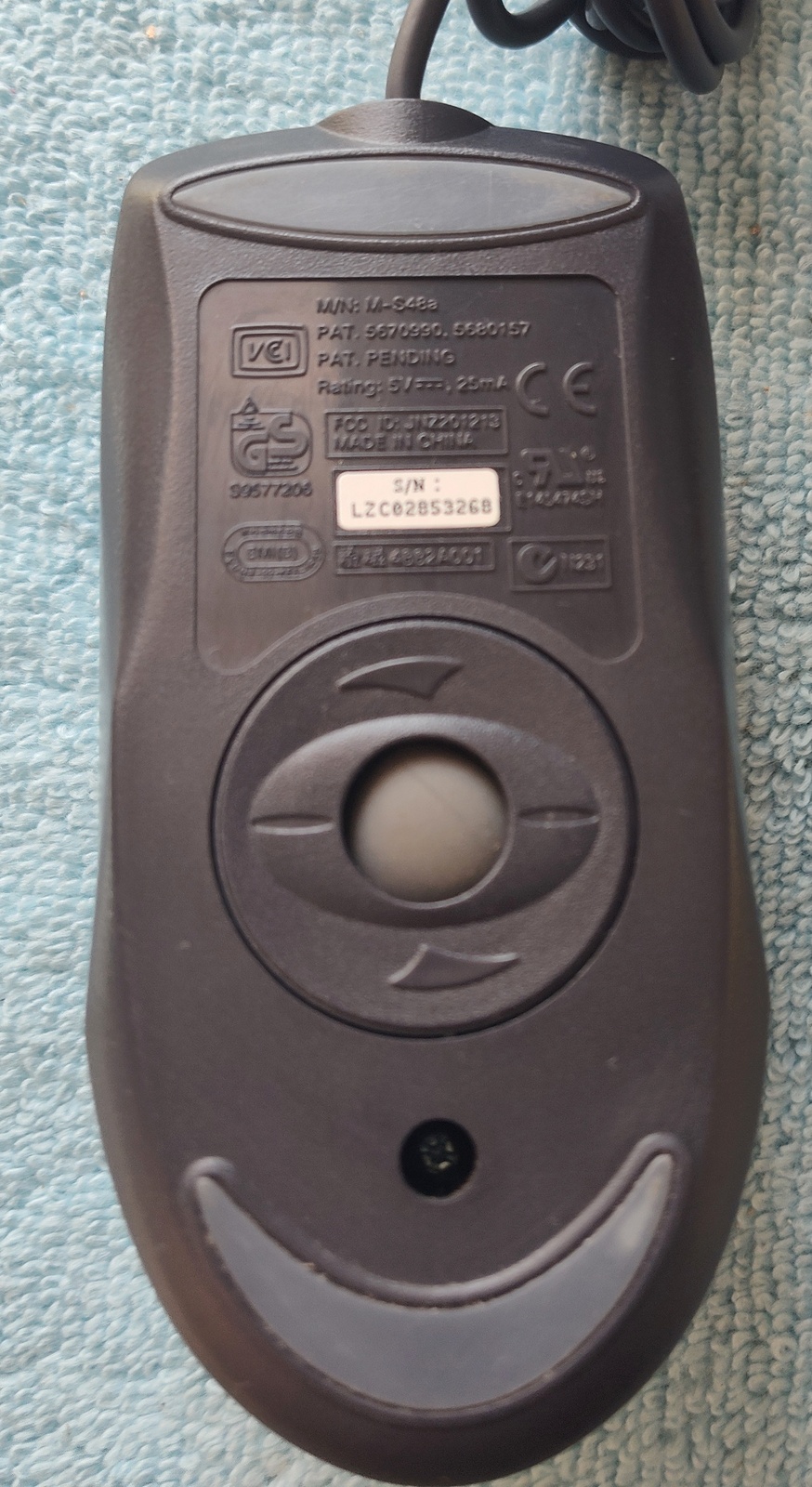 Black Logitech PS2 PS/2 3 Button Ball Type Roller Scroll Mouse M-S48a 501426 - Image 6