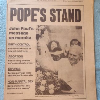New York Daily News 6 October 1979 Pope John Paul II's Stand On Issues Omar Moreno
