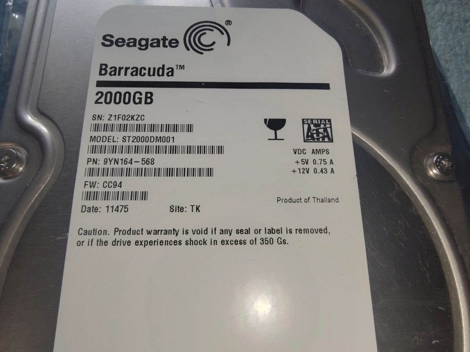 Seagate Barracuda ST2000DM001 2TB 3.5" Desktop SATA Hard Disk Drive HDD 2011 - Image 2