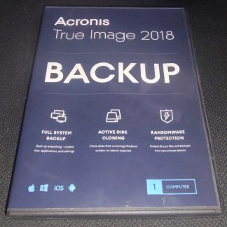 Acronis True Image 2018 For 1 Computer PC Backup Recovery Software w/ Disc, SN