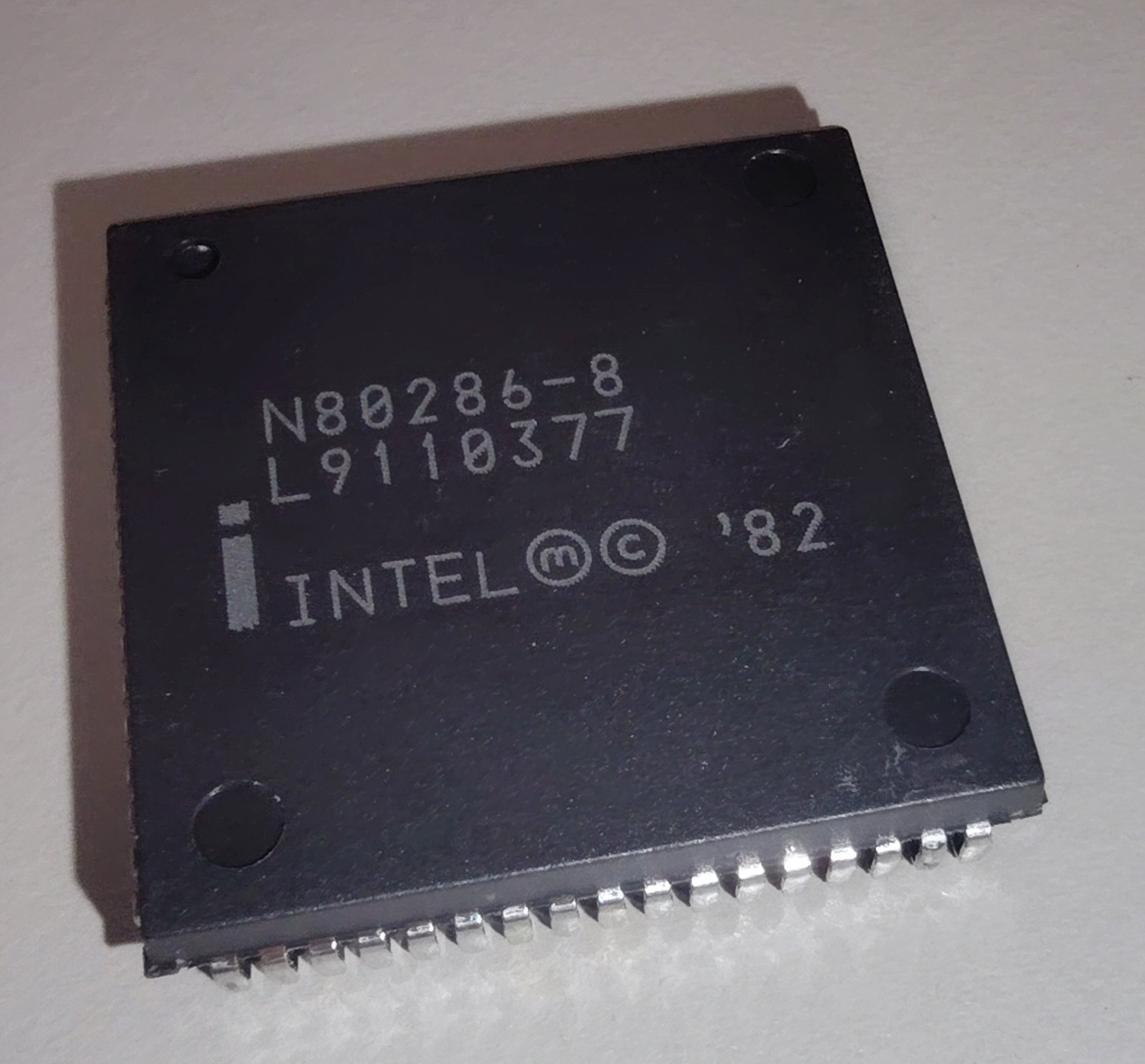 Intel N80286-8 L9110377 CPU Processor Chip Black PLCC-68 Package 1982 Malaysia