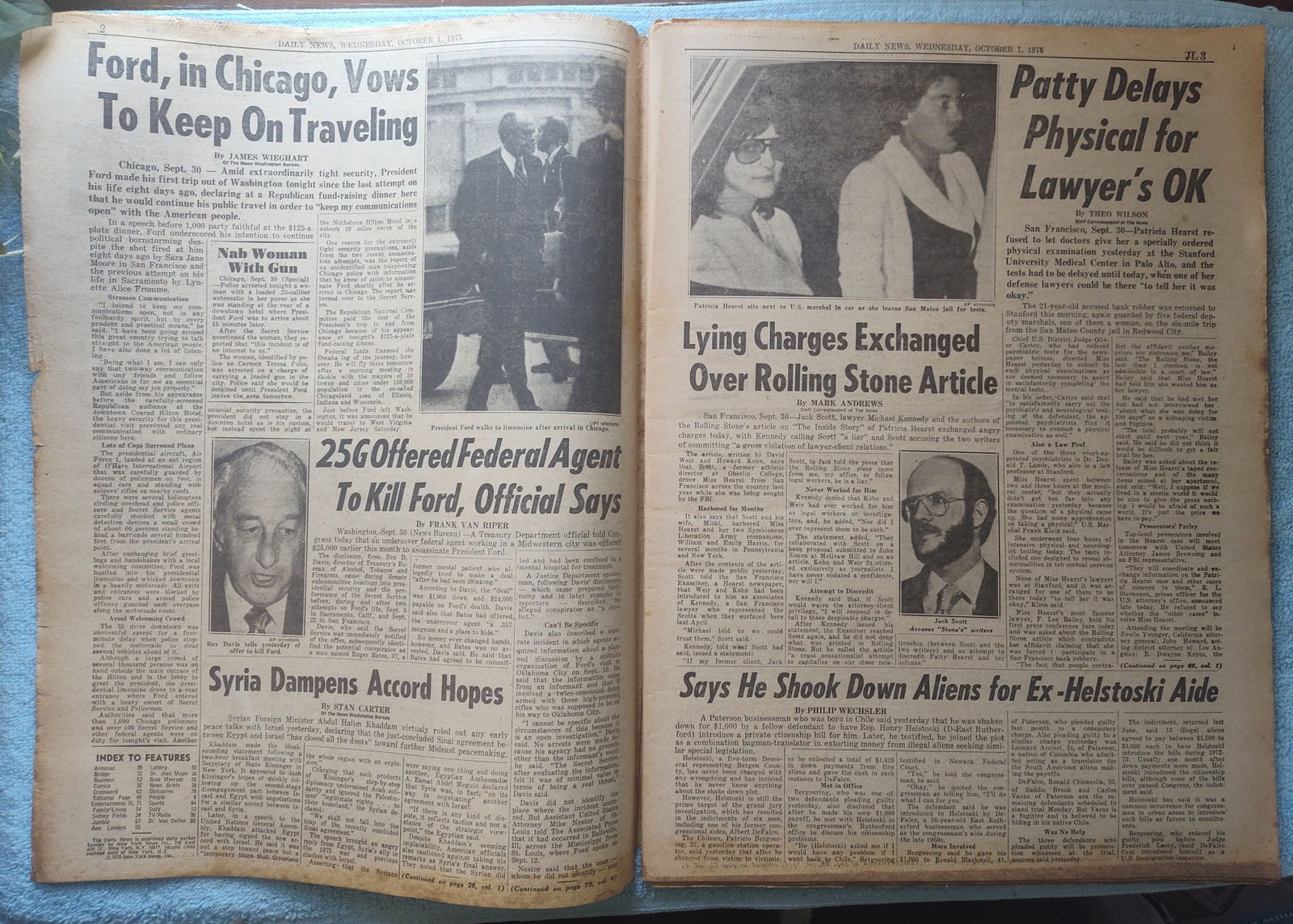 New York Daily News 1 Oct 1975 Patty Hearst Casey Stengel Ford Muhammad Ali ++ - Image 6