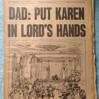 New York (Jersey) Daily News 22 Oct 1975 Karen Quinlan Reds Red Sox World Series