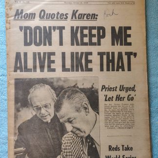 New York (Jersey) Daily News 23 Oct 1975 Karen Quinlan Reds Red Sox World Series