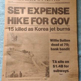 New York Daily News 19 November 1980 Jersey Metro KAL 747 Willie Sutton Death ++