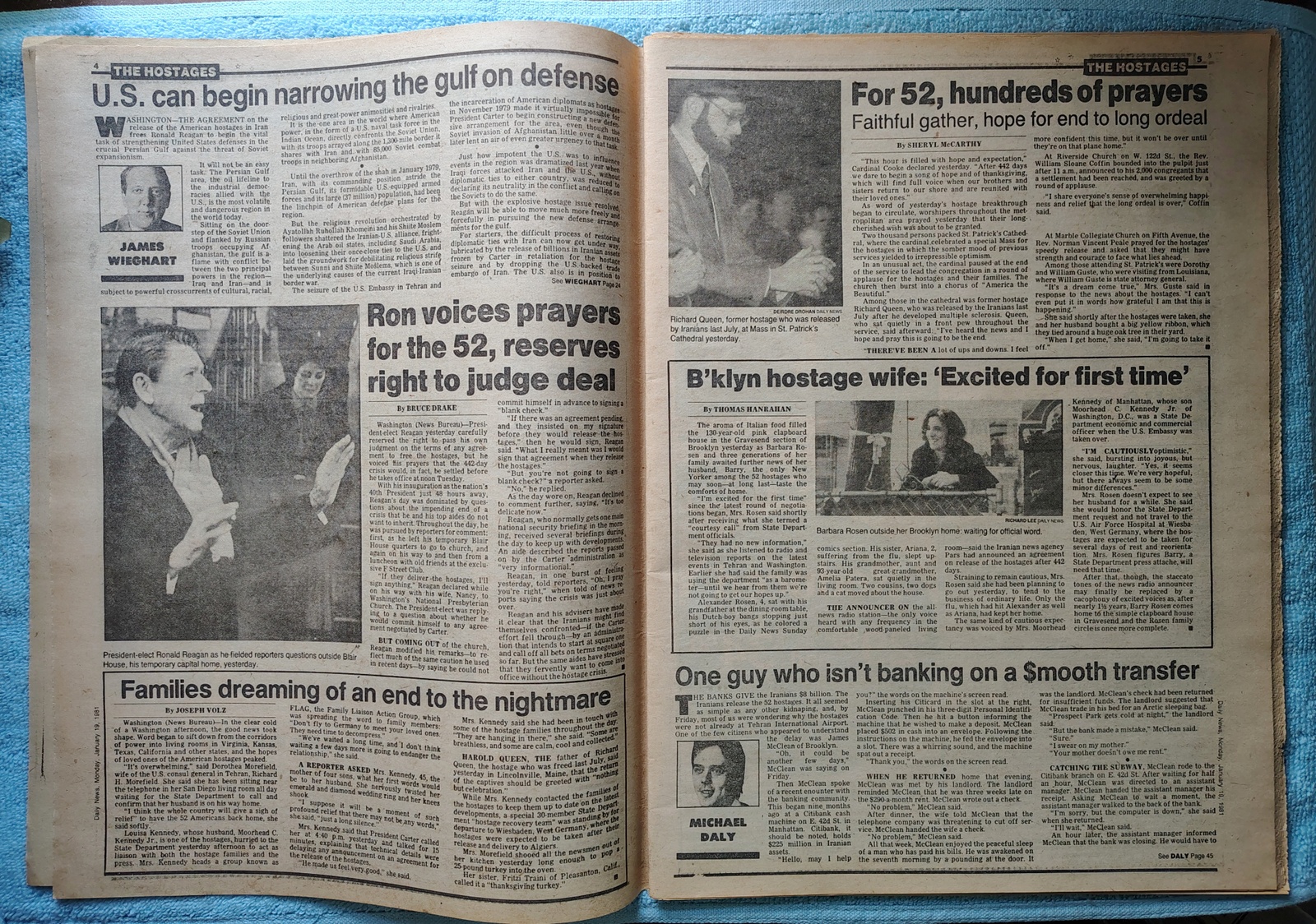 New York Daily News 19 January 1981 Jersey Reagan President Iran Hostages Borg - Image 4