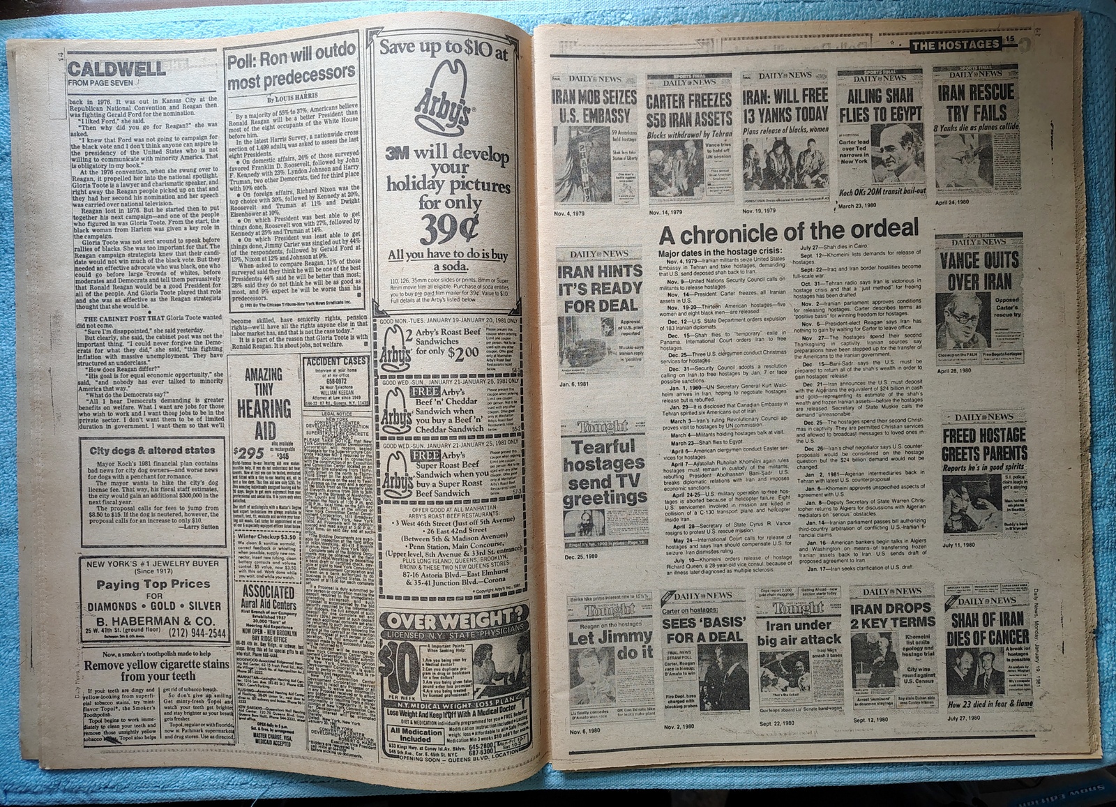 New York Daily News 19 January 1981 Jersey Reagan President Iran Hostages Borg - Image 8