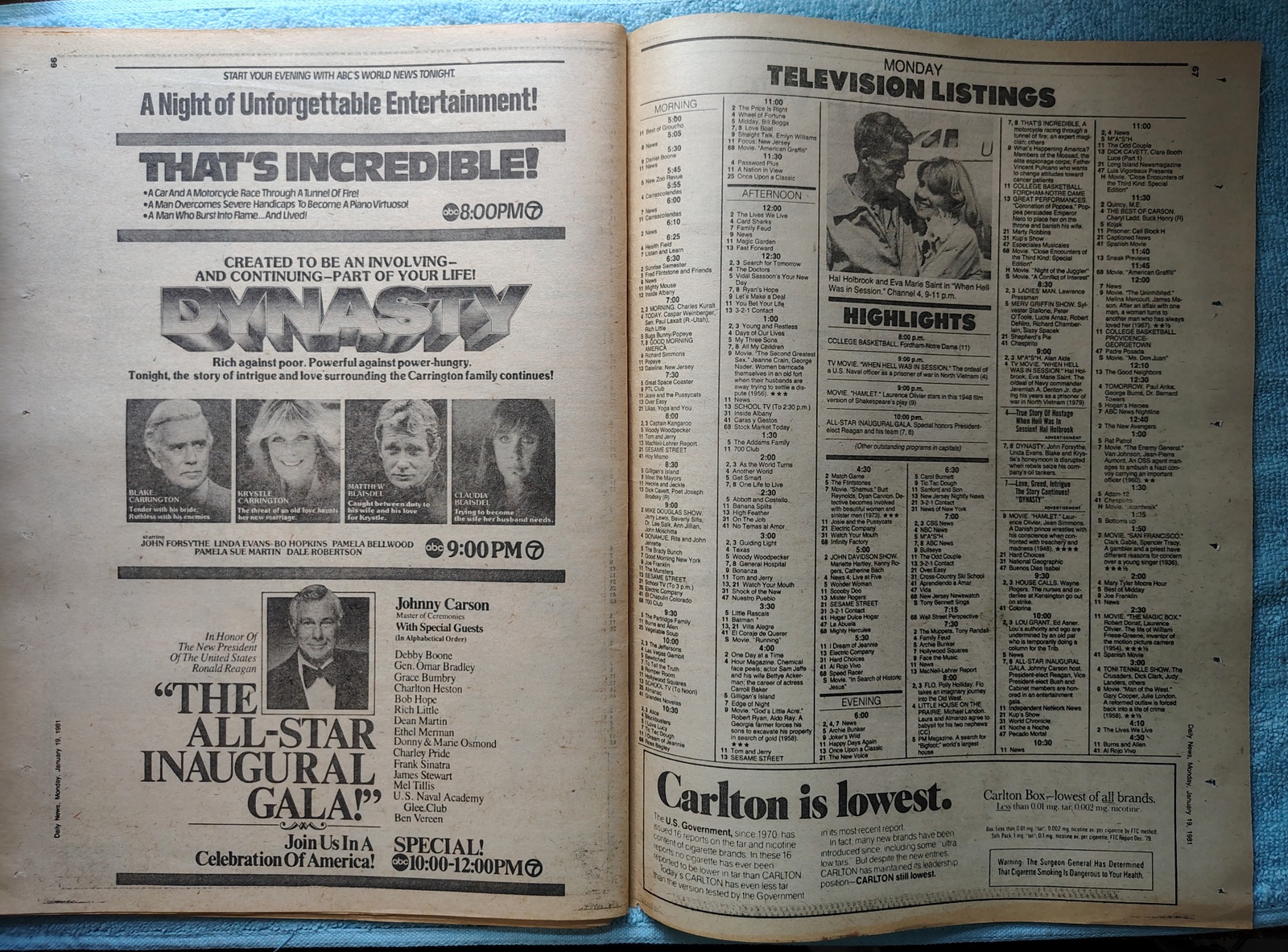 New York Daily News 19 January 1981 Jersey Reagan President Iran Hostages Borg - Image 20