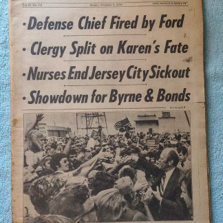 New York (Jersey) Daily News 3 November 1975 Ford Schlesinger Fired Giacomin ++