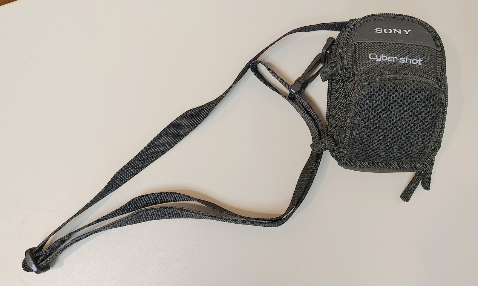 Black Sony Cyber Shot Camera Carry Bag Case 3 Pocket Pouch Zipper Shoulder Strap