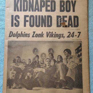 New York Daily News 14 January 1974 Dolphins Win Super Bowl Kidnapped Boy Found