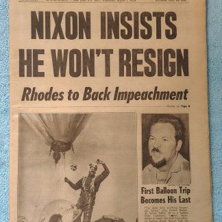 New York Daily News 7 August 1974 Nixon Says Won't Resign Robert Berger Balloon