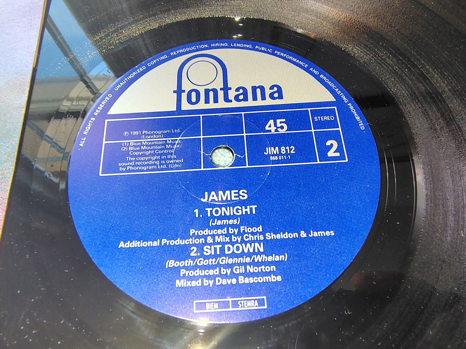 James Sit Down Alternative Indie Rock Single Vinyl Record 12" 45RPM 1991 Fontana - Image 4