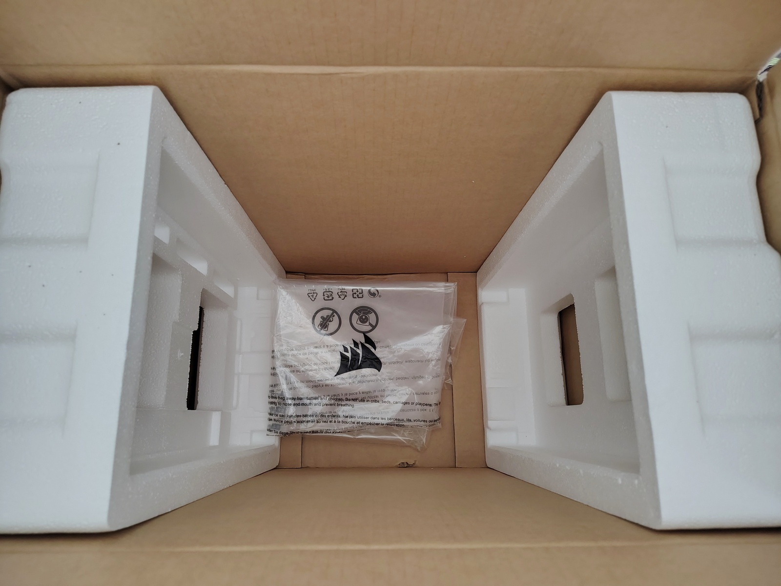 Original Shipping Box, Bag, Packing Foam for White Corsair 4000D Airflow PC Case - Image 8