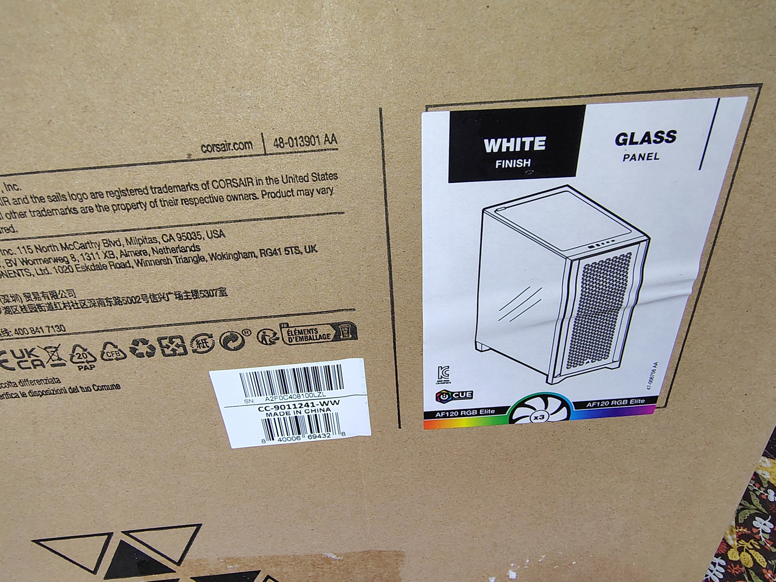 Original Shipping Box, Bag, Packing Foam for White Corsair 4000D Airflow PC Case - Image 12